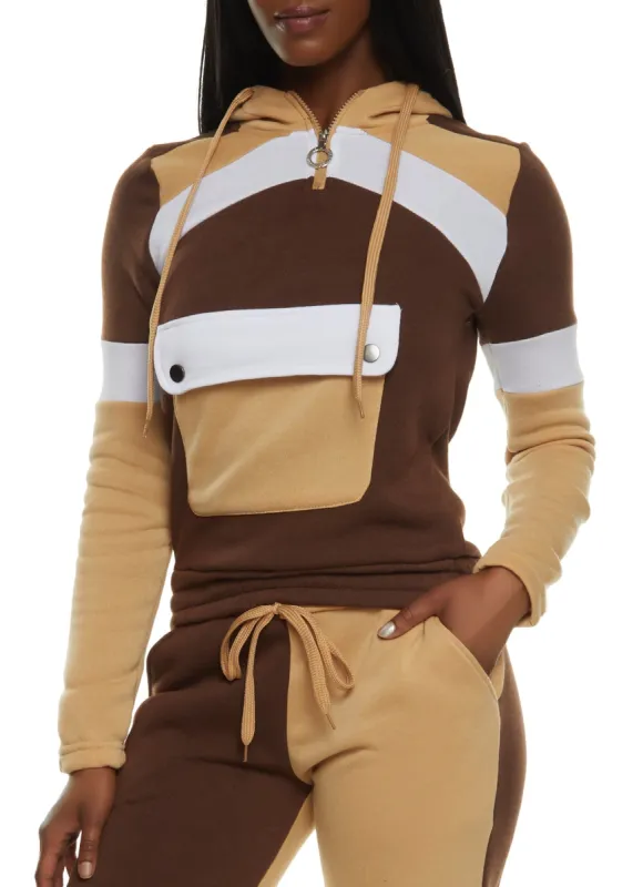 Color Block Flap Pocket Hoodie sold by Rainbow