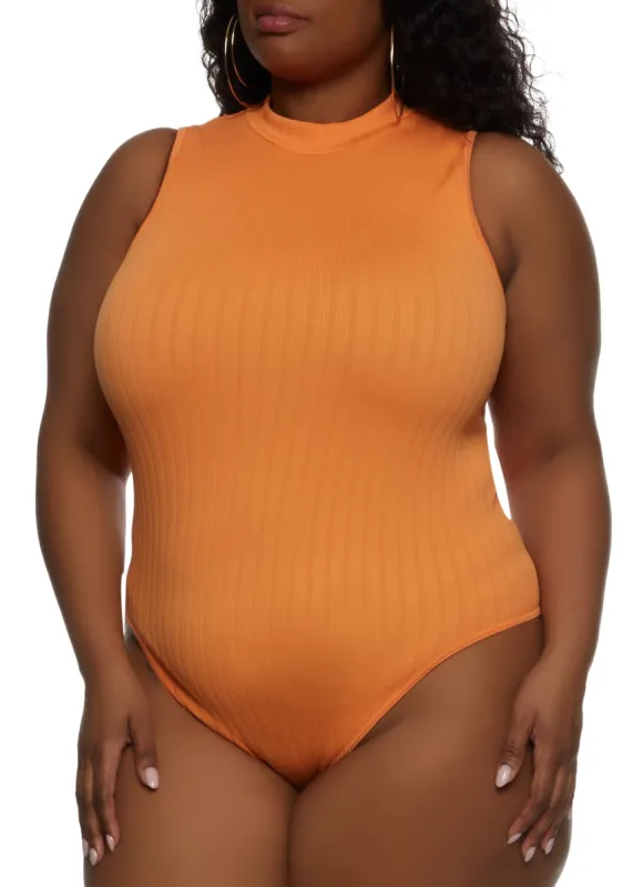 Plus Size Sleeveless High Neck Bodysuit sold by Rainbow