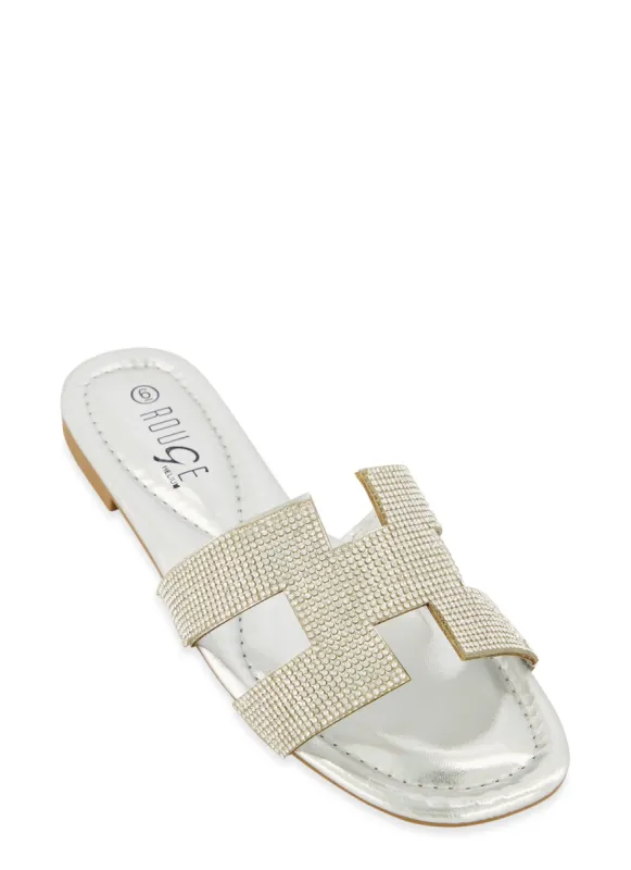 Rhinestone H Band Flat Sandals sold by Rainbow