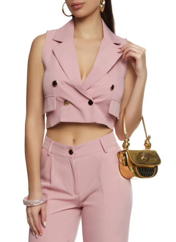 Double Breasted Cropped Blazer Vest sold by Rainbow