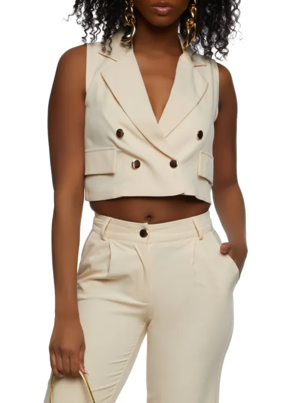 Double Breasted Cropped Blazer Vest sold by Rainbow