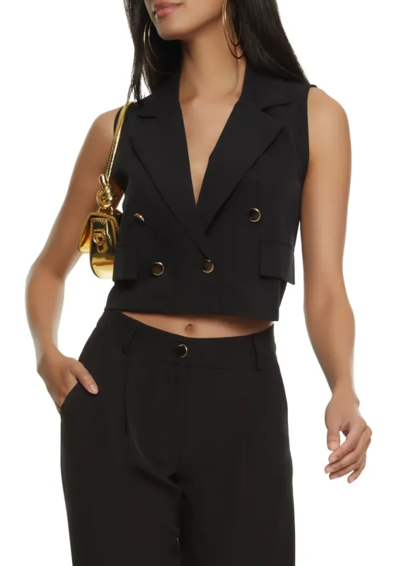 Double Breasted Cropped Blazer Vest sold by Rainbow