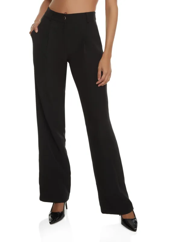 Solid High Waist Wide Leg Dress Pants sold by Rainbow