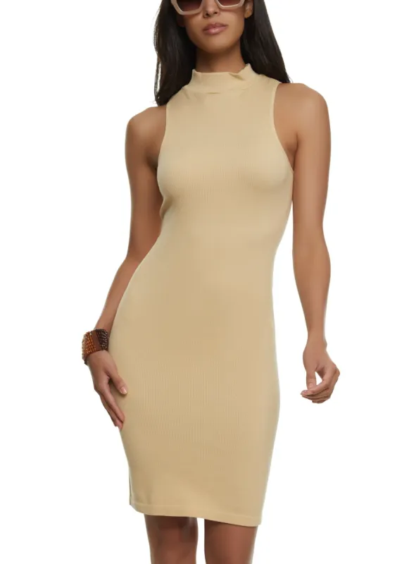 Almost Famous Rib Knit Mock Neck Seamless Dress sold by Rainbow