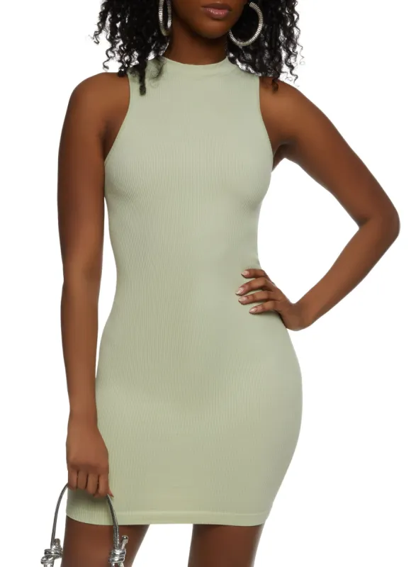 Seamless Ribbed Mock Neck Tank Dress sold by Rainbow