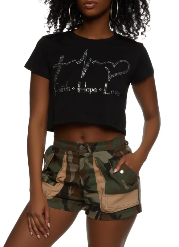 Faith Hope Love Rhinestone Graphic Tee sold by Rainbow