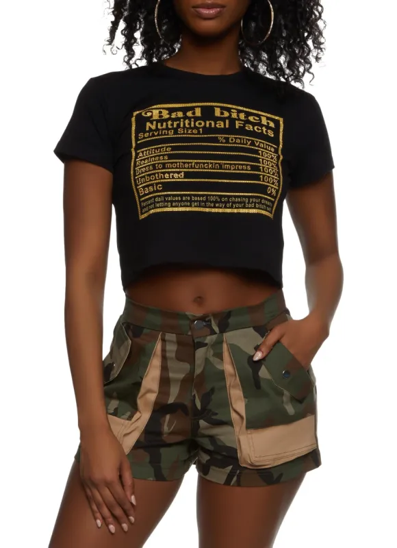 Nutritional Facts Rhinestone Graphic Tee sold by Rainbow