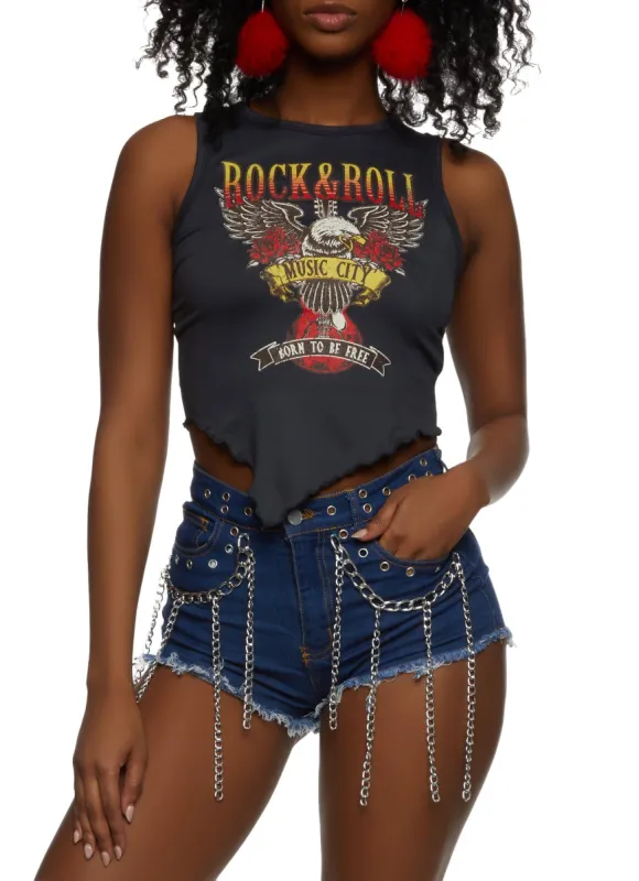 Rock and Roll Lettuce Edge Cropped Tank Top sold by Rainbow