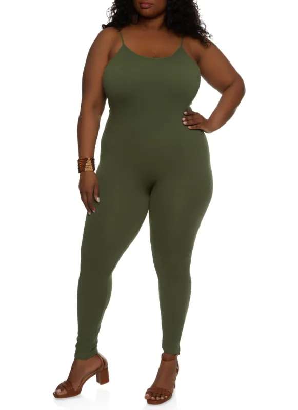 Plus Size Seamless Scoop Neck Cami Catsuit sold by Rainbow