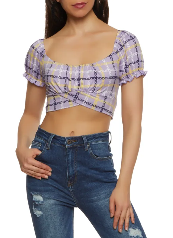 Tie Back Peasant Crop Top sold by Rainbow
