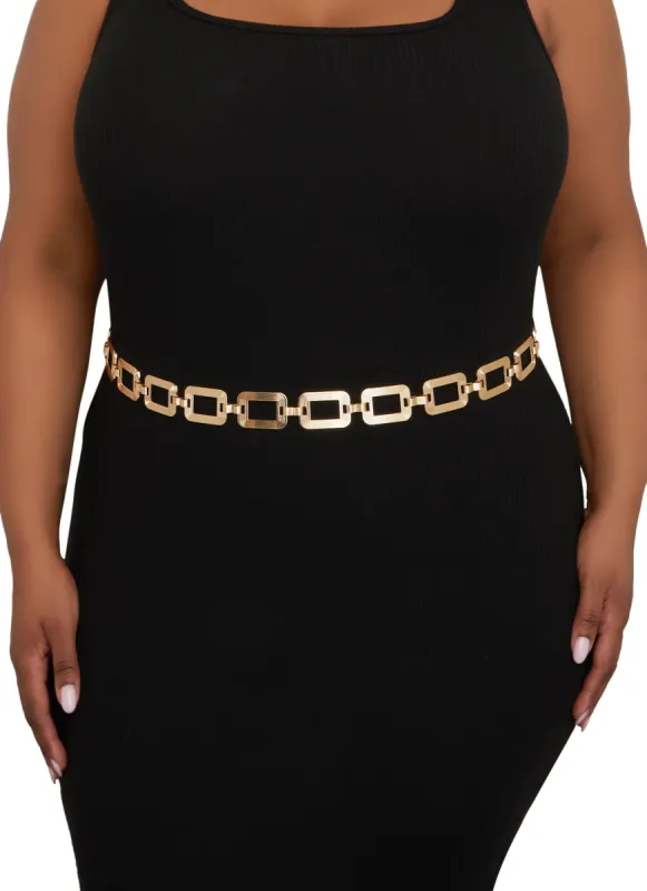 Plus Size Rectangle Chain Link Belt made by Rainbow