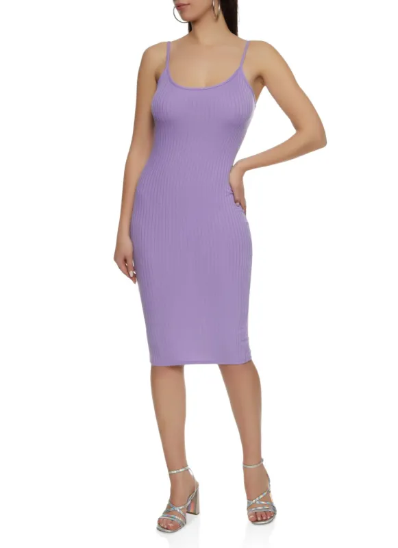 Rib Knit Scoop Neck Midi Dress sold by Rainbow