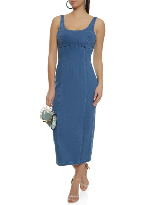 Zip Back Denim Tank Dress sold by Rainbow