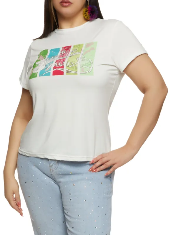 Plus Size Rhinestone Canvas High Top Sneaker Graphic Tee sold by Rainbow
