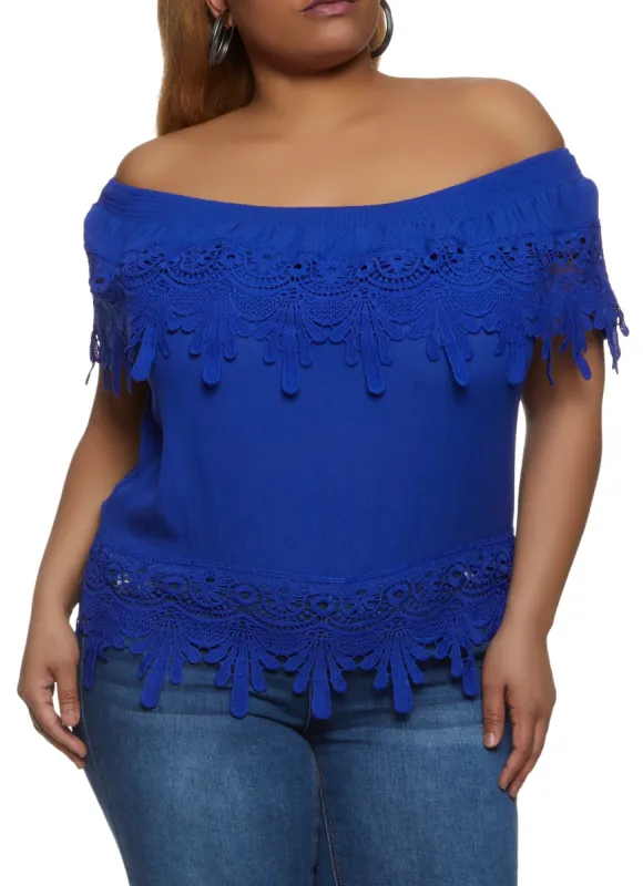 Plus Size Crotchet Off the Shoulder Top sold by Rainbow
