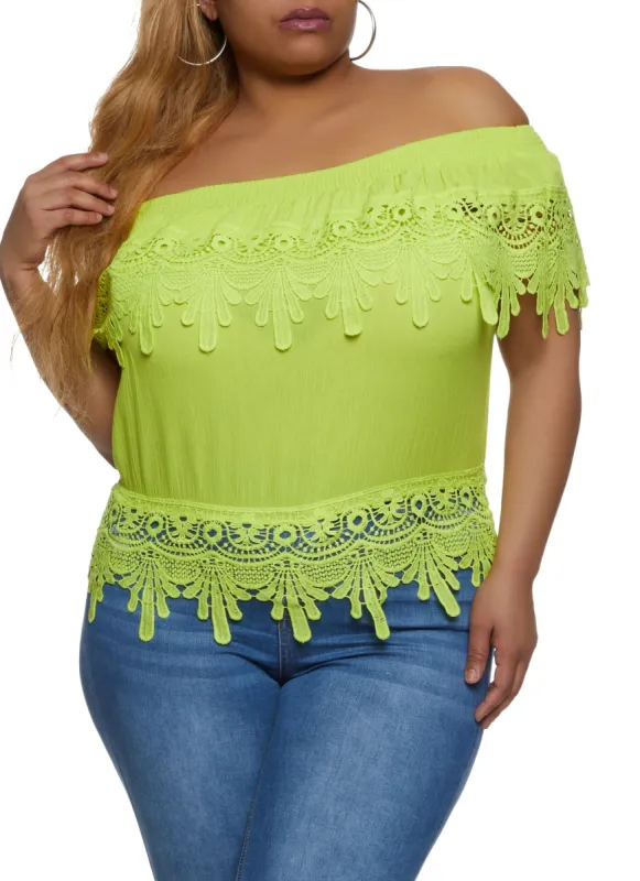 Plus Size Crotchet Off the Shoulder Top sold by Rainbow