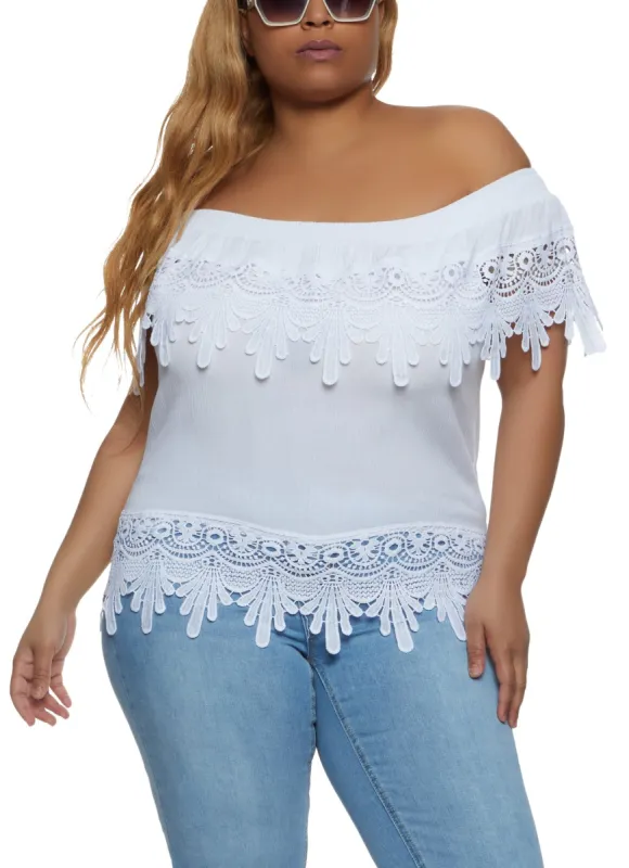 Plus Size Crotchet Off the Shoulder Top sold by Rainbow