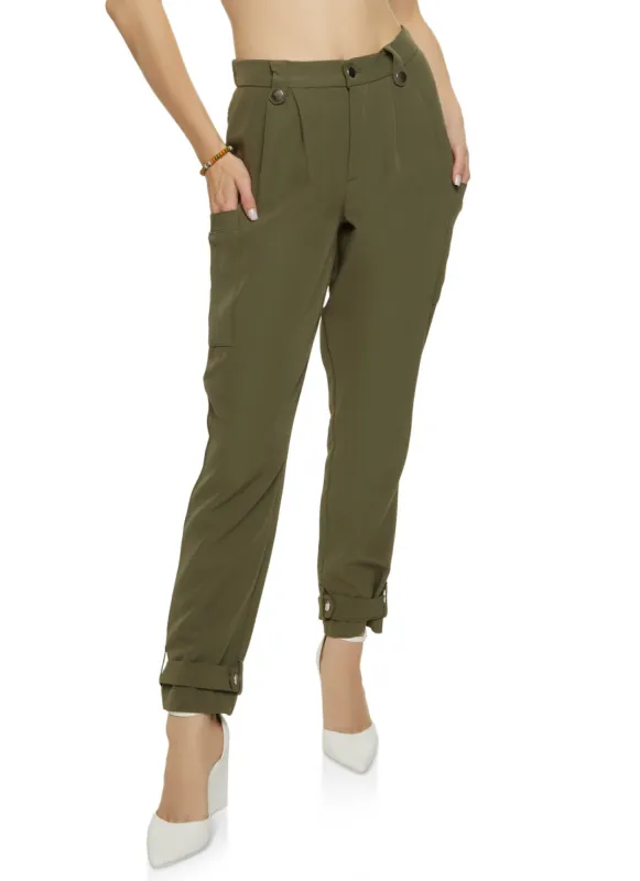 Button Cuff High Waisted Dress Pants sold by Rainbow