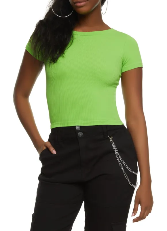 Basic Ribbed Crew Neck Tee sold by Rainbow