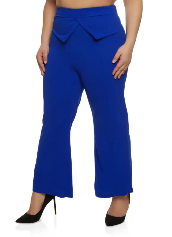 Plus Size Crepe Knit Pintuck Wide Leg Pants sold by Rainbow