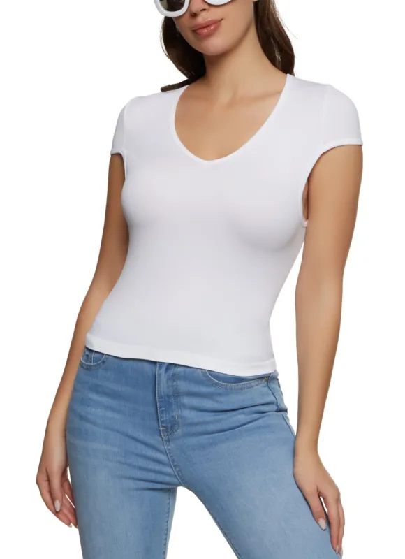 Seamless Ribbed V Neck Top sold by Rainbow