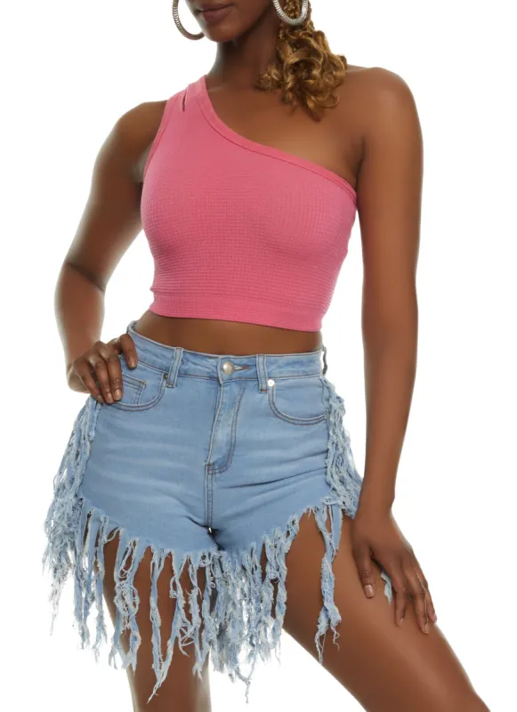 Seamless Keyhole One Shoulder Crop Top sold by Rainbow