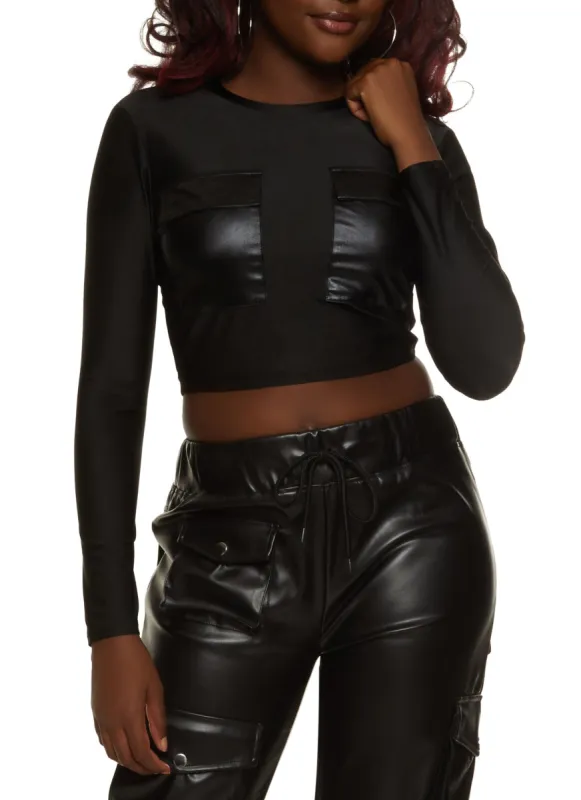 Foil Screen Pocket Detail Crop Top sold by Rainbow