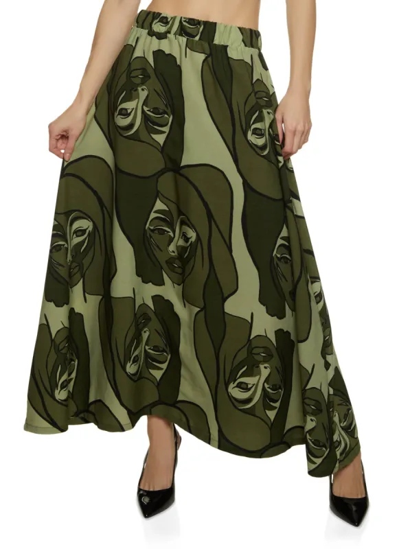 Printed High Waist Maxi Skirt sold by Rainbow