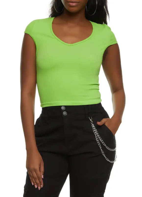 Seamless Ribbed V Neck Top sold by Rainbow