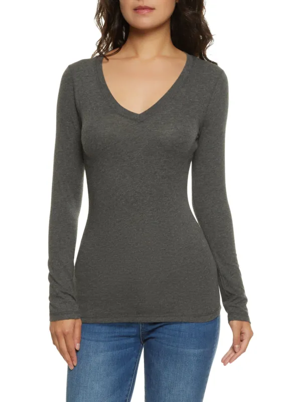 Long Sleeve V Neck Tee sold by Rainbow