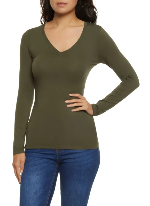 Long Sleeve V Neck Tee sold by Rainbow