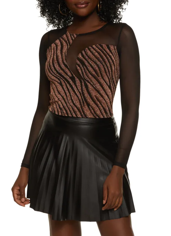 Lurex Zebra Print Mesh Detail Crop Top sold by Rainbow