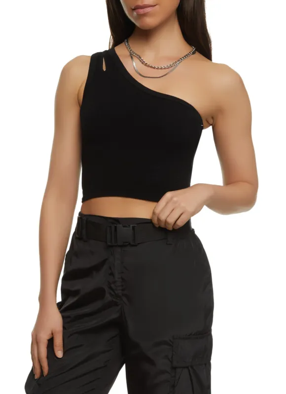 Seamless Keyhole One Shoulder Crop Top sold by Rainbow