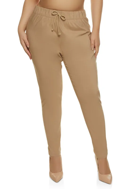 Plus Size Faux Drawstring Pull On Pants sold by Rainbow