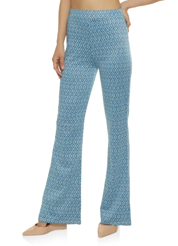 Geometric Print High Waist Flare Pants sold by Rainbow