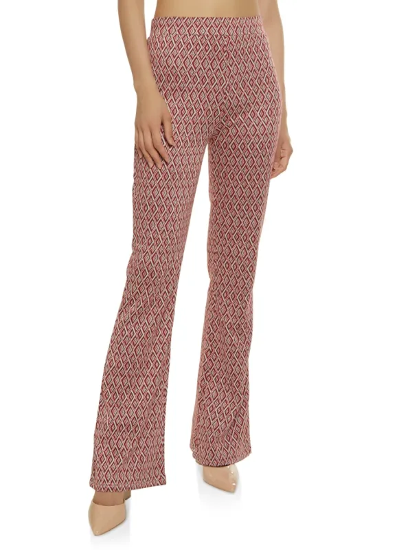 Geometric Print High Waist Flare Pants sold by Rainbow