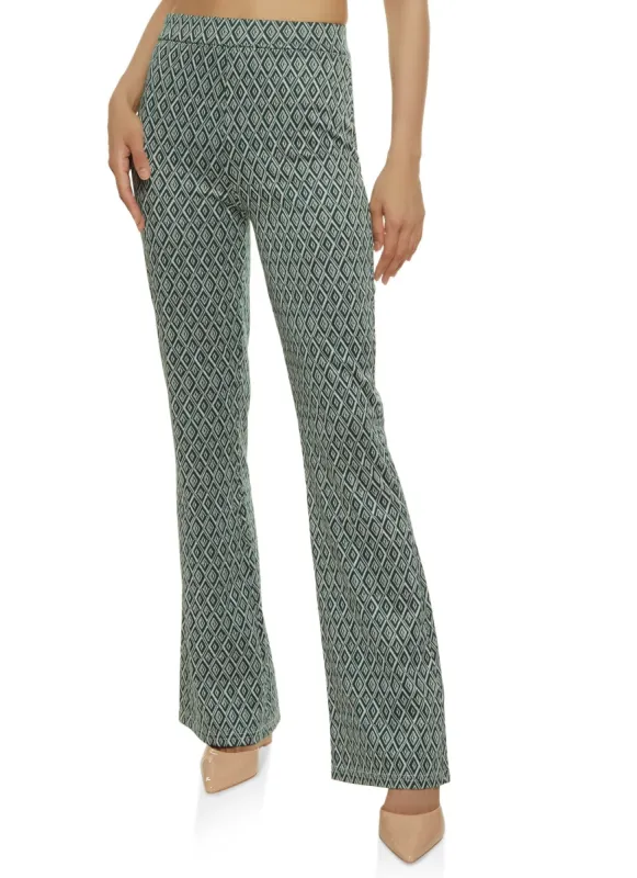 Geometric Print High Waist Flare Pants sold by Rainbow