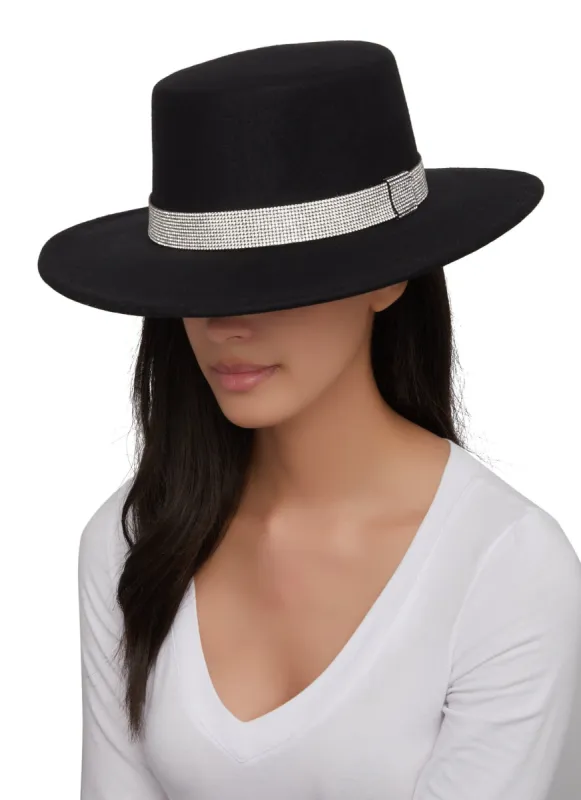 Rhinestone Trim Faux Suede Bolero Hat sold by Rainbow