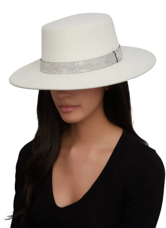 Rhinestone Trim Faux Suede Bolero Hat sold by Rainbow