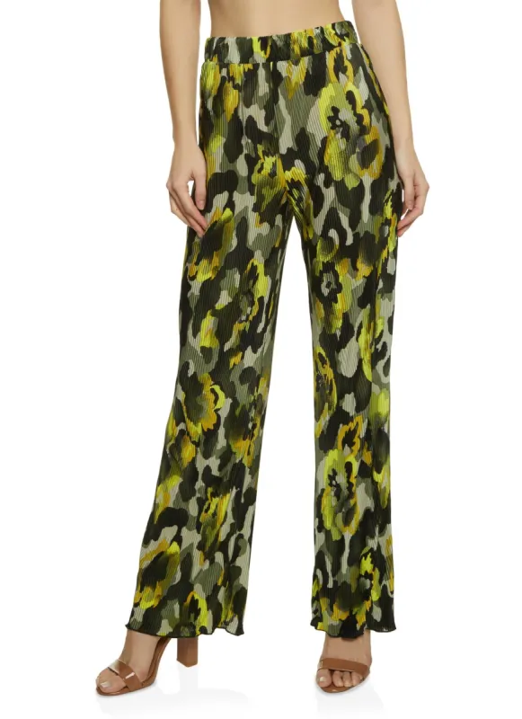 Patterned Plisse Palazzo Pants sold by Rainbow