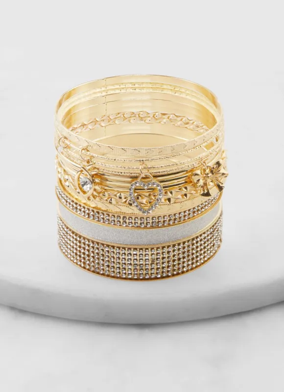 Cubic Zirconia Charm Bangles Set of 13 sold by Rainbow