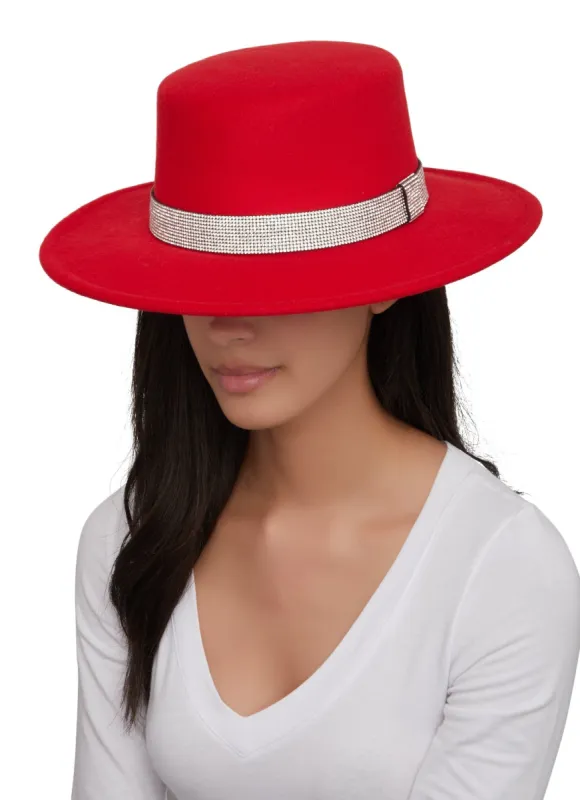 Rhinestone Trim Faux Suede Bolero Hat sold by Rainbow