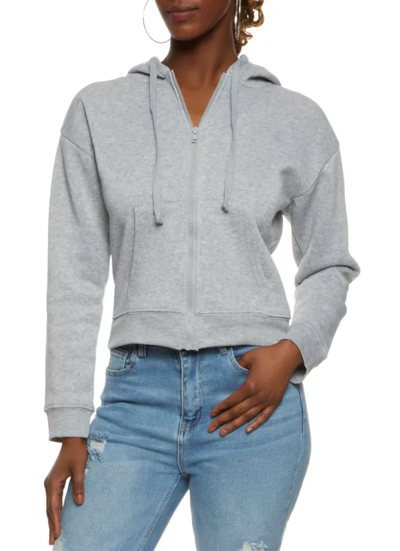 Fleece Solid Zip Front Hoodie sold by Rainbow