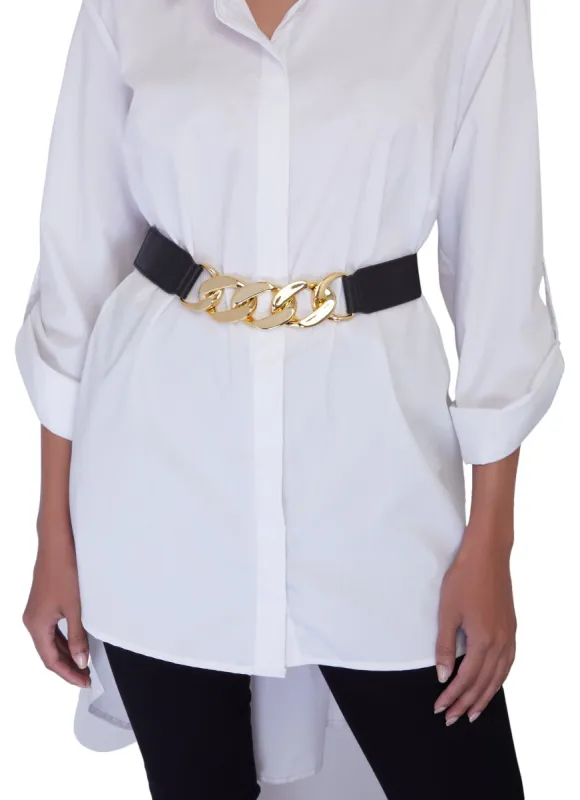 Curb Chain Detail Stretch Belt sold by Rainbow