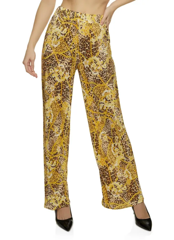 Printed Plisse Wide Leg Pants sold by Rainbow