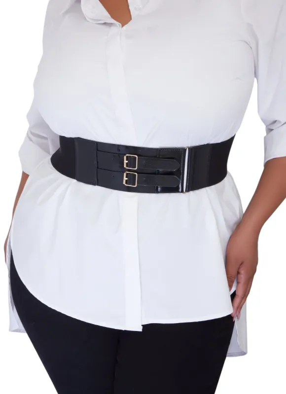 Plus Size Double Buckle Stretch Belt sold by Rainbow