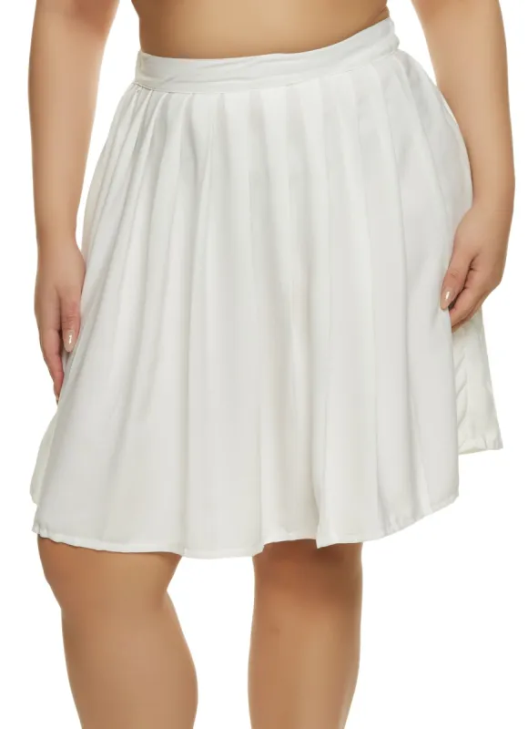 Plus Size High Waisted Pleated Skirt sold by Rainbow