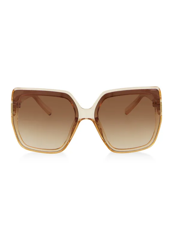 Ombre Rhinestone Detail Oversized Sunglasses sold by Rainbow