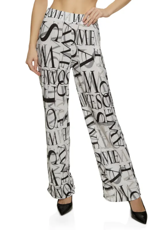 Printed Plisse Wide Leg Pants sold by Rainbow
