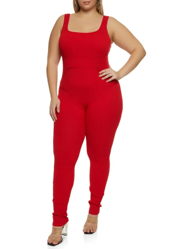 Plus Size Ribbed Knit Jumpsuit sold by Rainbow